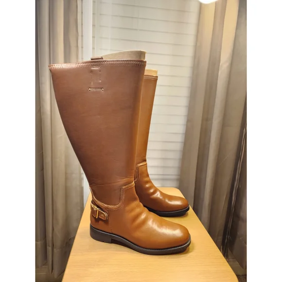 Franco Sarto Classic Ridding Knee High Boots SZ 7 M WIDE CALF Cognac Brown - Picture 7 of 14